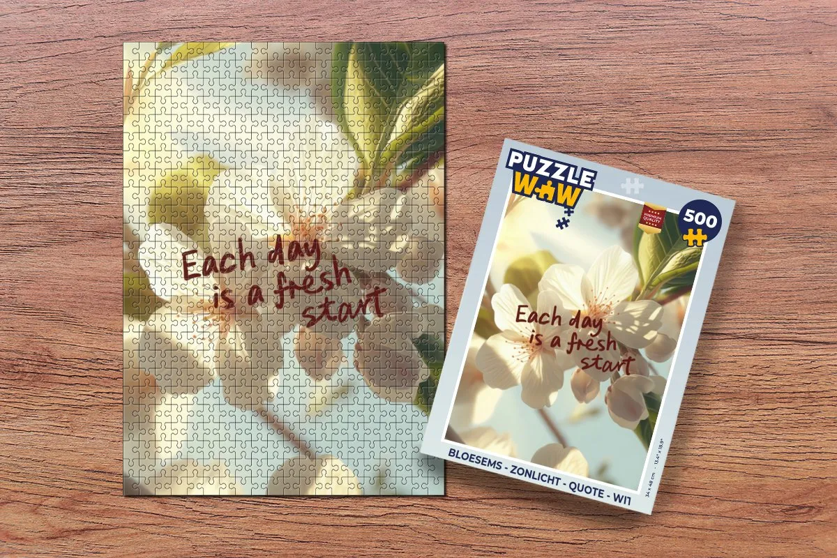 PuzzleWow Bloesems Zonlicht Quote Legpuzzel 500 Stuks - Wit