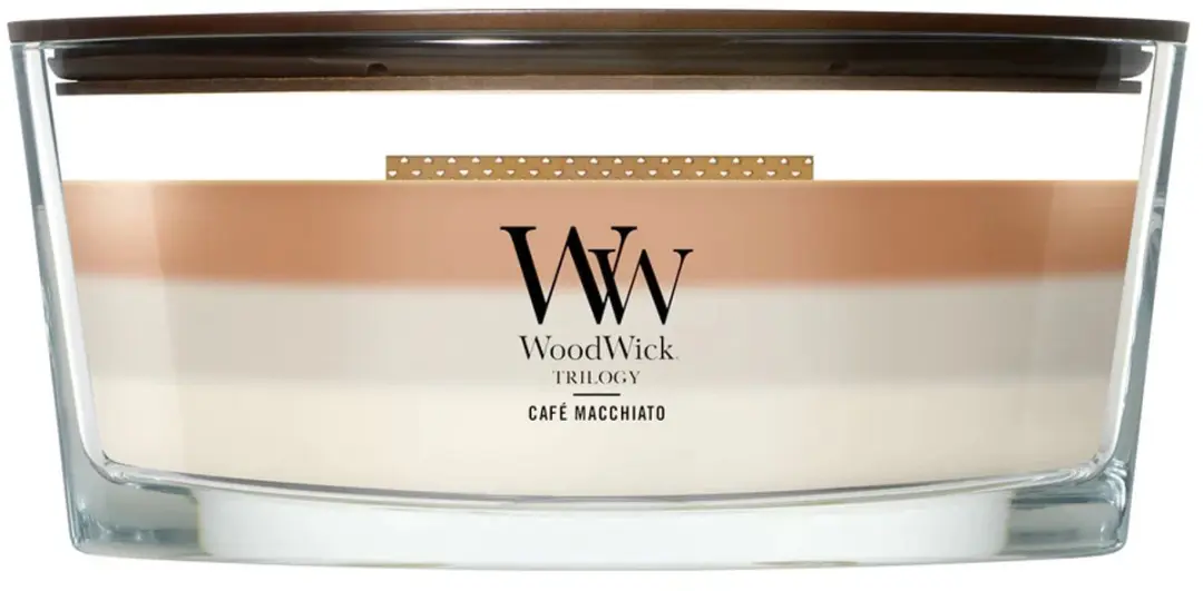 WoodWick Hearthwick - Trilogy Café Macchiato - Ellipse Geurkaars - 50 branduren