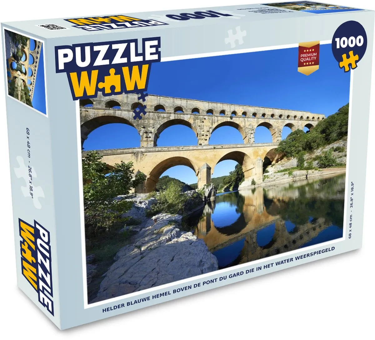 PuzzleWow Legpuzzel Helder Blauwe Hemel Pont du Gard 1000 Stuks