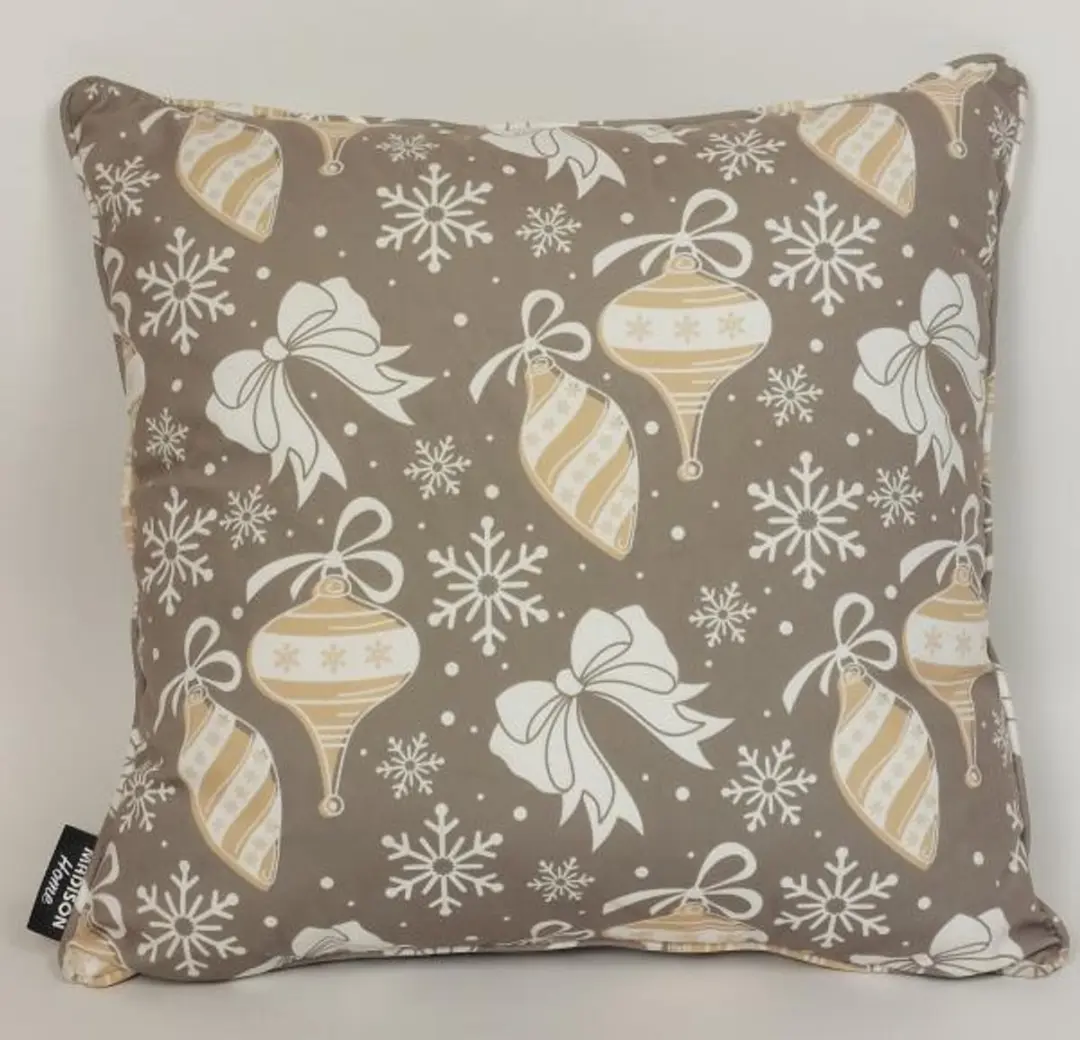 Madison kerst sierkussen 50x50 cm Carol Taupe
