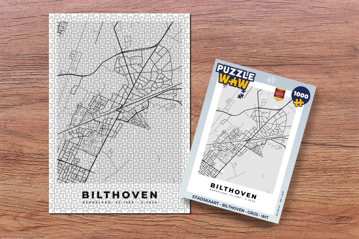 PuzzleWow Stadskaart Bilthoven Legpuzzel 1000 Stuks - Multicolor