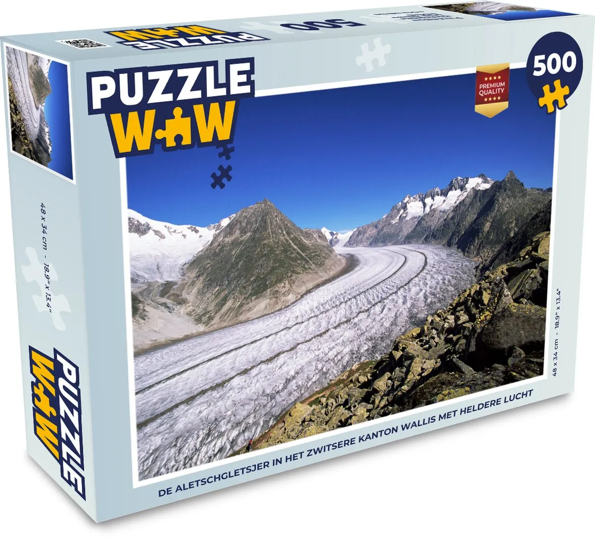 PuzzleWow Legpuzzel De Aletschgletsjer 500 Stuks - Multicolor