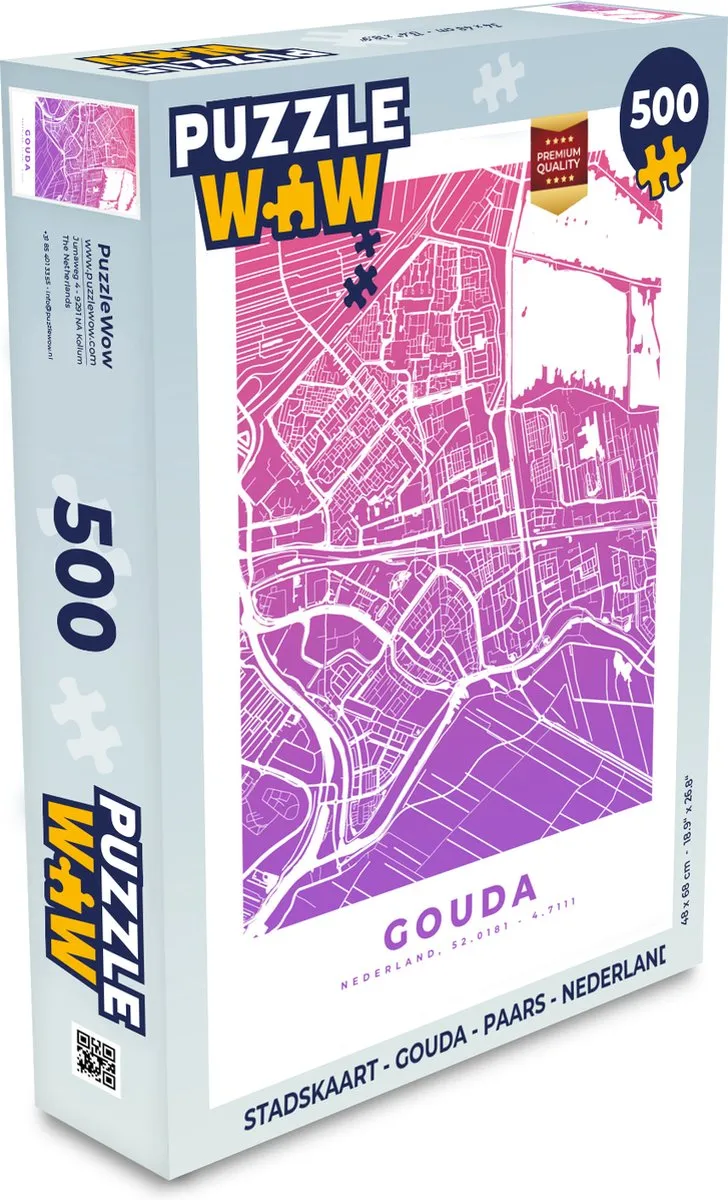 PuzzleWow Stadskaart Gouda Legpuzzel 500 Stuks