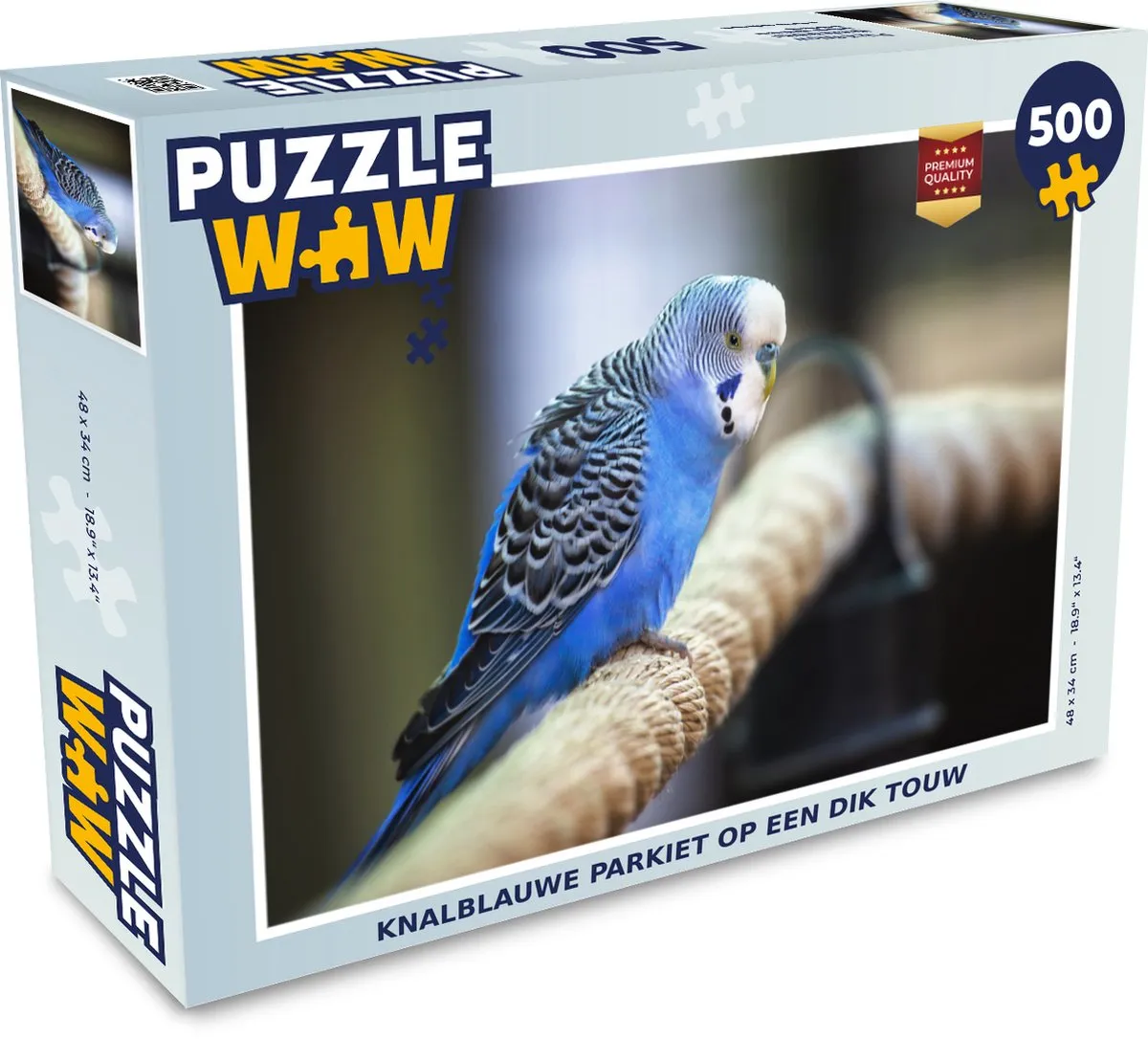 PuzzleWow Knalblauwe Parkiet Legpuzzel 500 Stuks - Multicolor