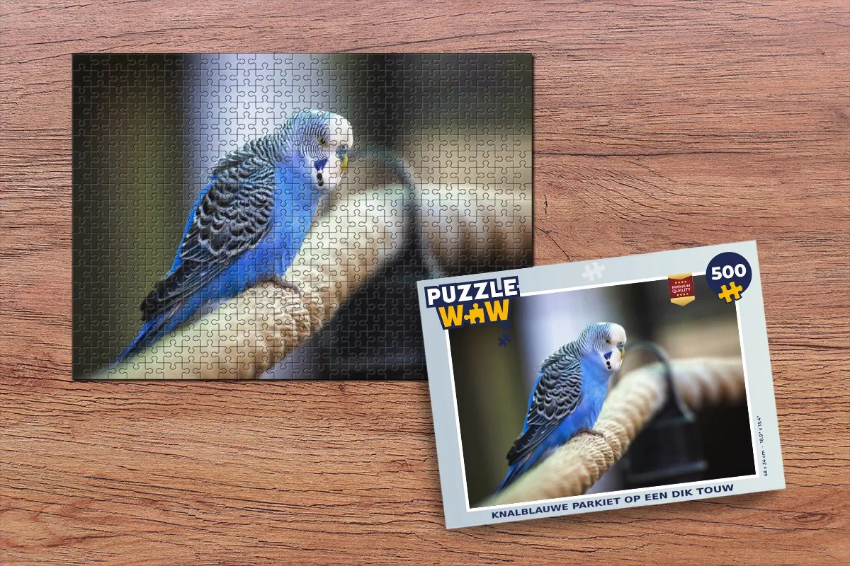 PuzzleWow Knalblauwe Parkiet Legpuzzel 500 Stuks