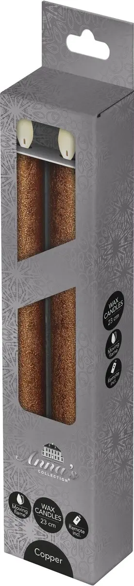 Anna's Collection Led Dinerkaarsen Koper 23cm - 2 Stuks - afbeelding 5 van 5
