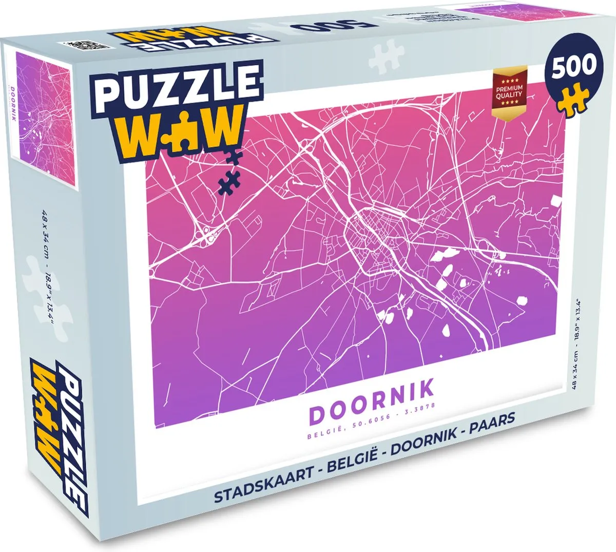 PuzzleWow Stadskaart België Doornik Legpuzzel 500 Stuks