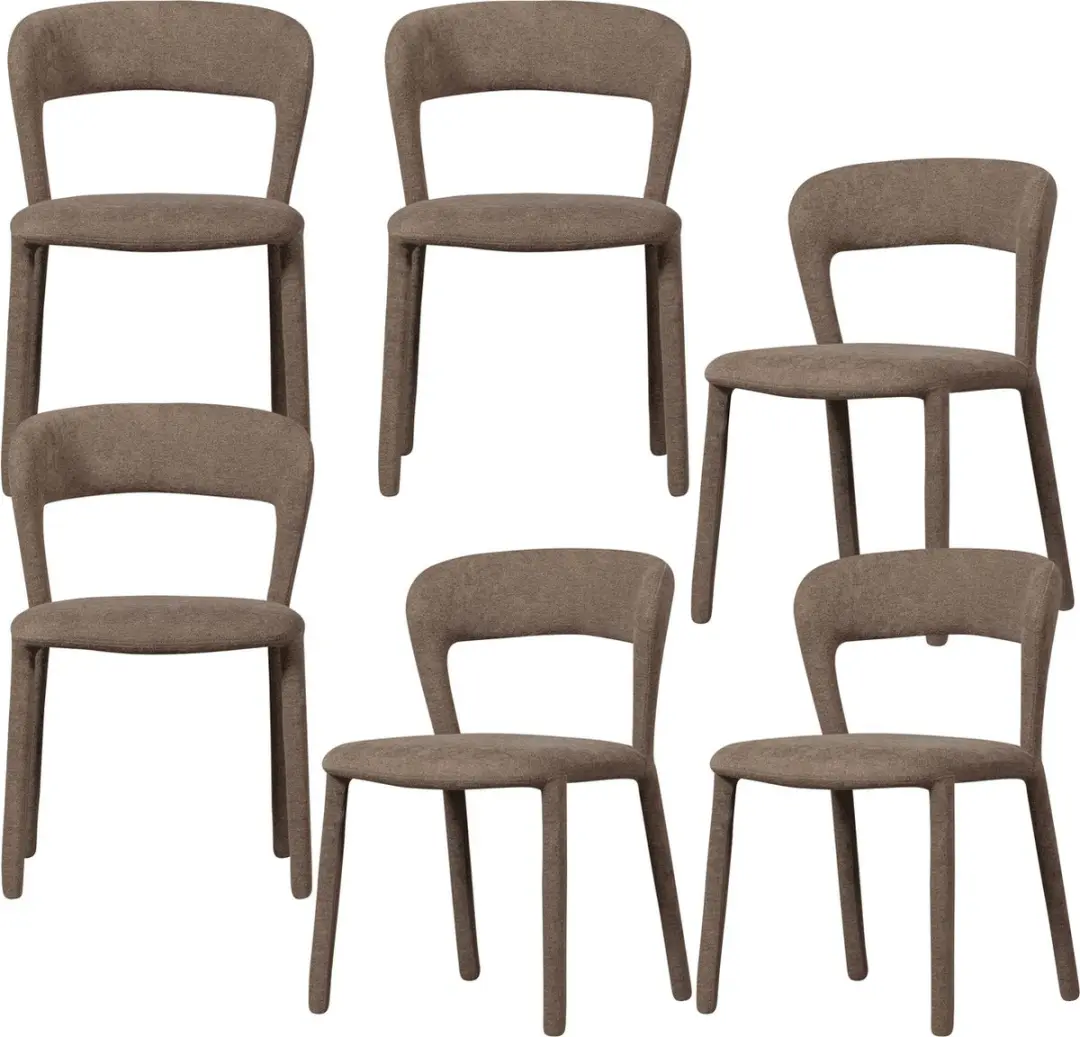 WOOOD Noble Eetkamerstoelen - Polyester - Taupe - Set van 6