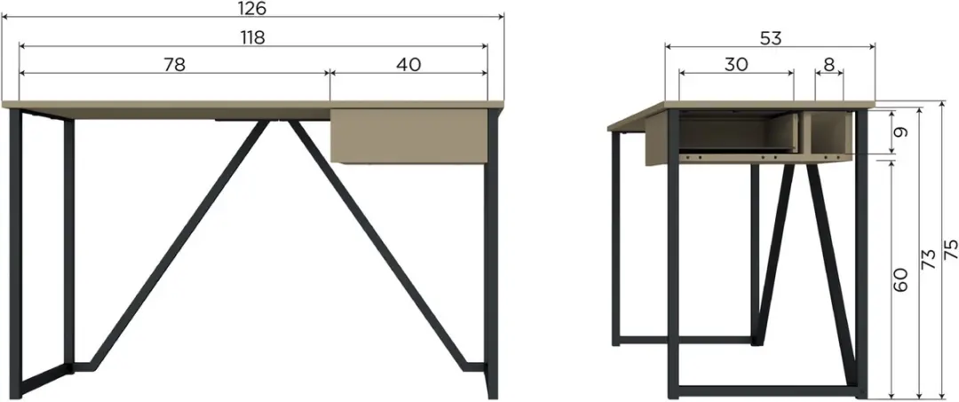 WOOOD New Julius Bureau Mud - 75x126x53cm - afbeelding 3 van 6