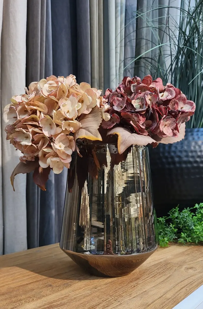 Countryfield Vaas Wivina glas L18B18H23CM d.grijs