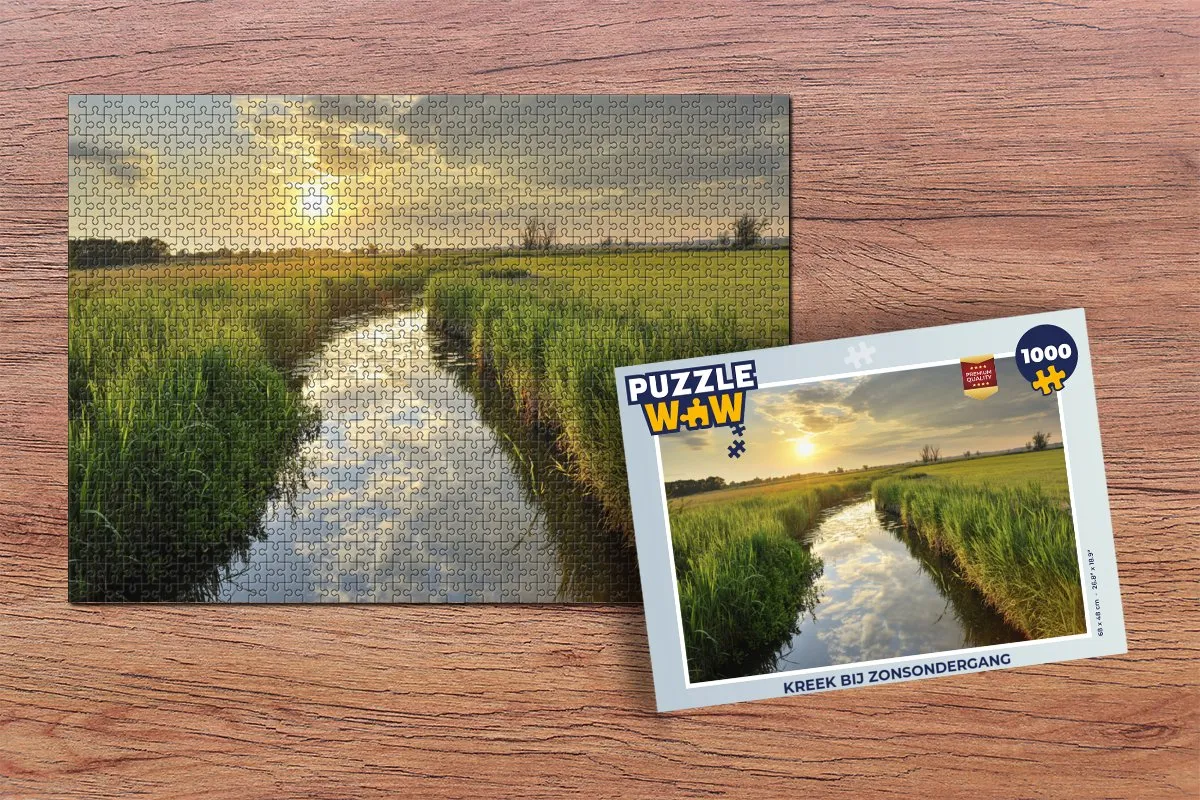 PuzzleWow Legpuzzel Kreek bij Zonsondergang 1000 Stuks - Multicolor