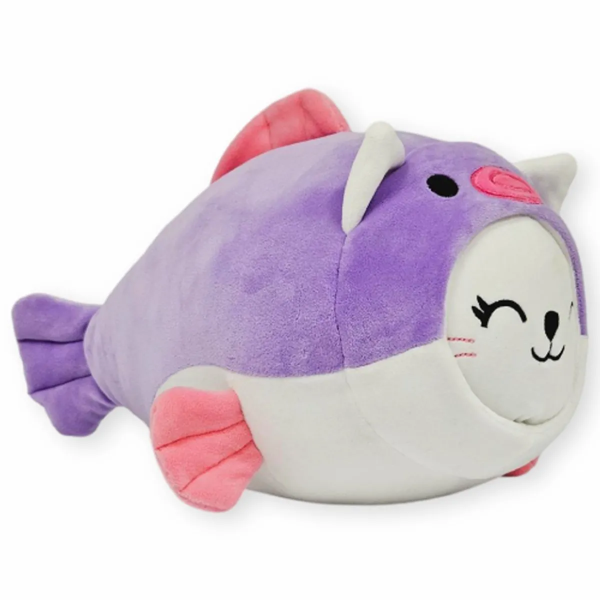 Topknuffels Kat in Paarse Vis Onesie Pyjama Knuffel 20cm