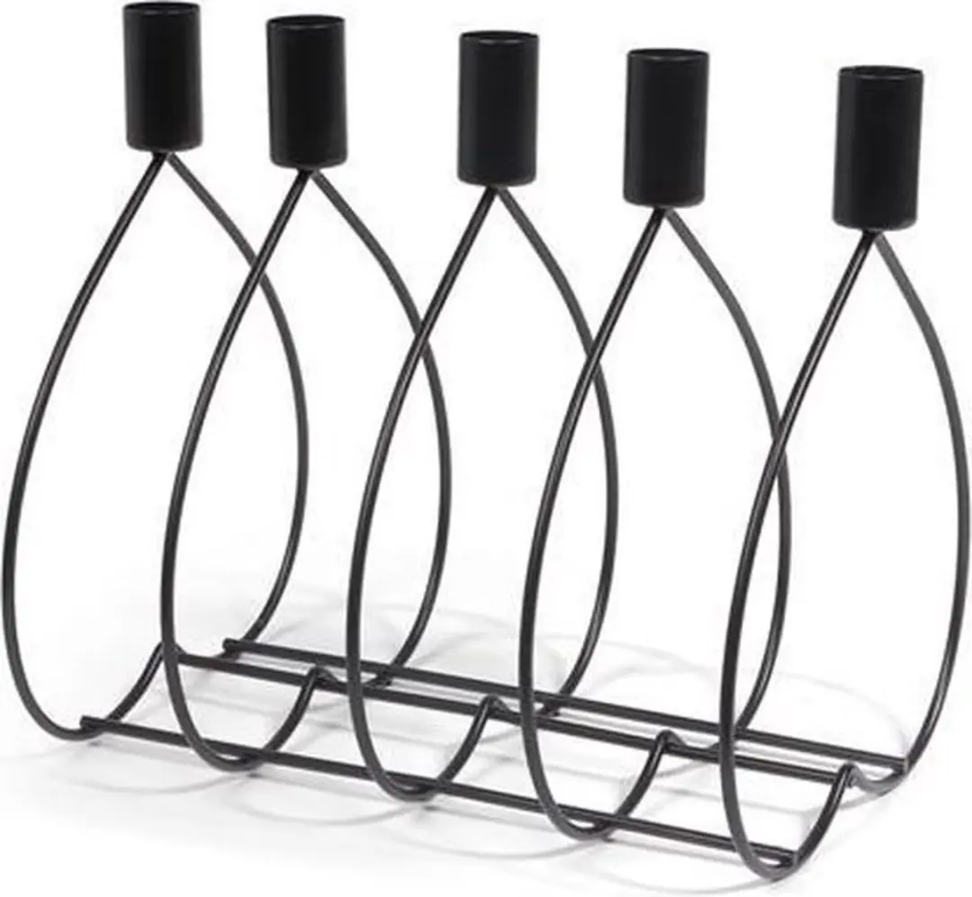 Senza Metalen Diner Kandelaar 5 Cups - Zwart - afbeelding 5 van 5