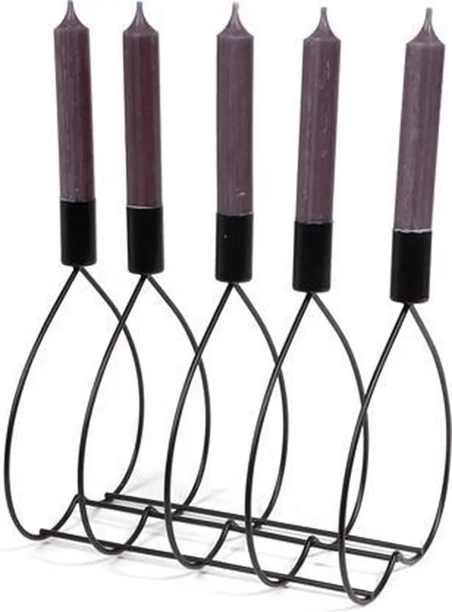 Senza Metalen Diner Kandelaar 5 Cups - Zwart - afbeelding 4 van 5