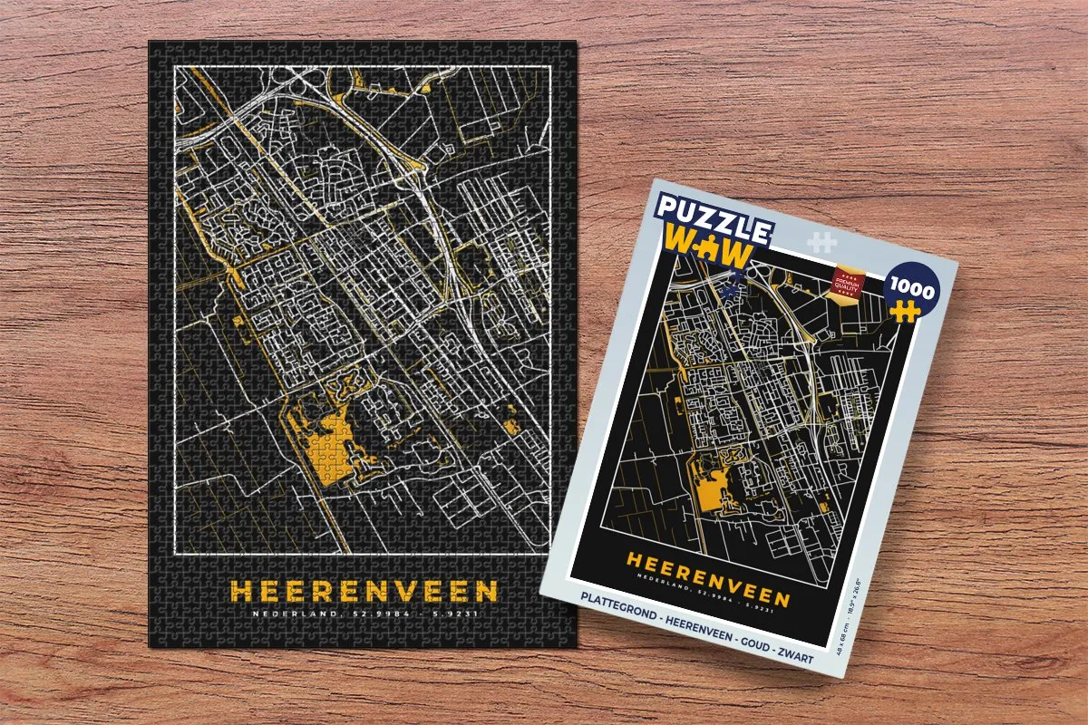 PuzzleWow Plattegrond Heerenveen Legpuzzel 1000 Stuks - Multicolor