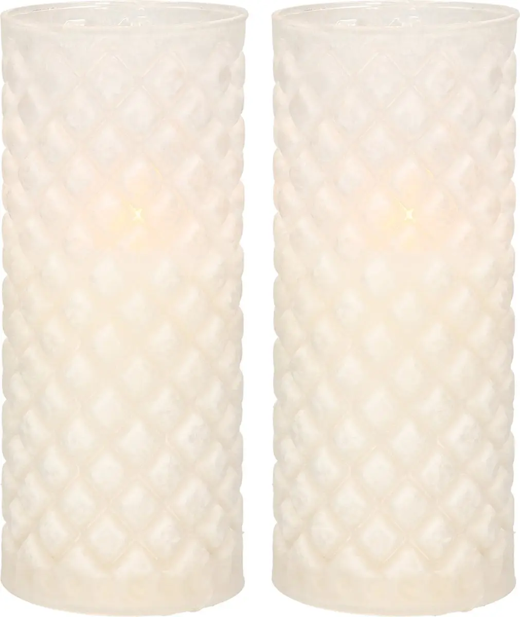 2x stuks luxe led kaarsen in glas D7,5 x H17,5 cm