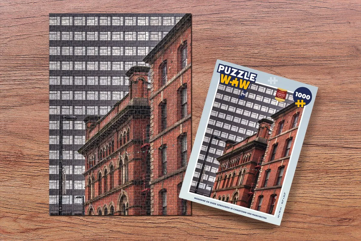PuzzleWow Legpuzzel Moderne en oude gebouwen Chinatown Manchester 1000 Stuks - Multicolor