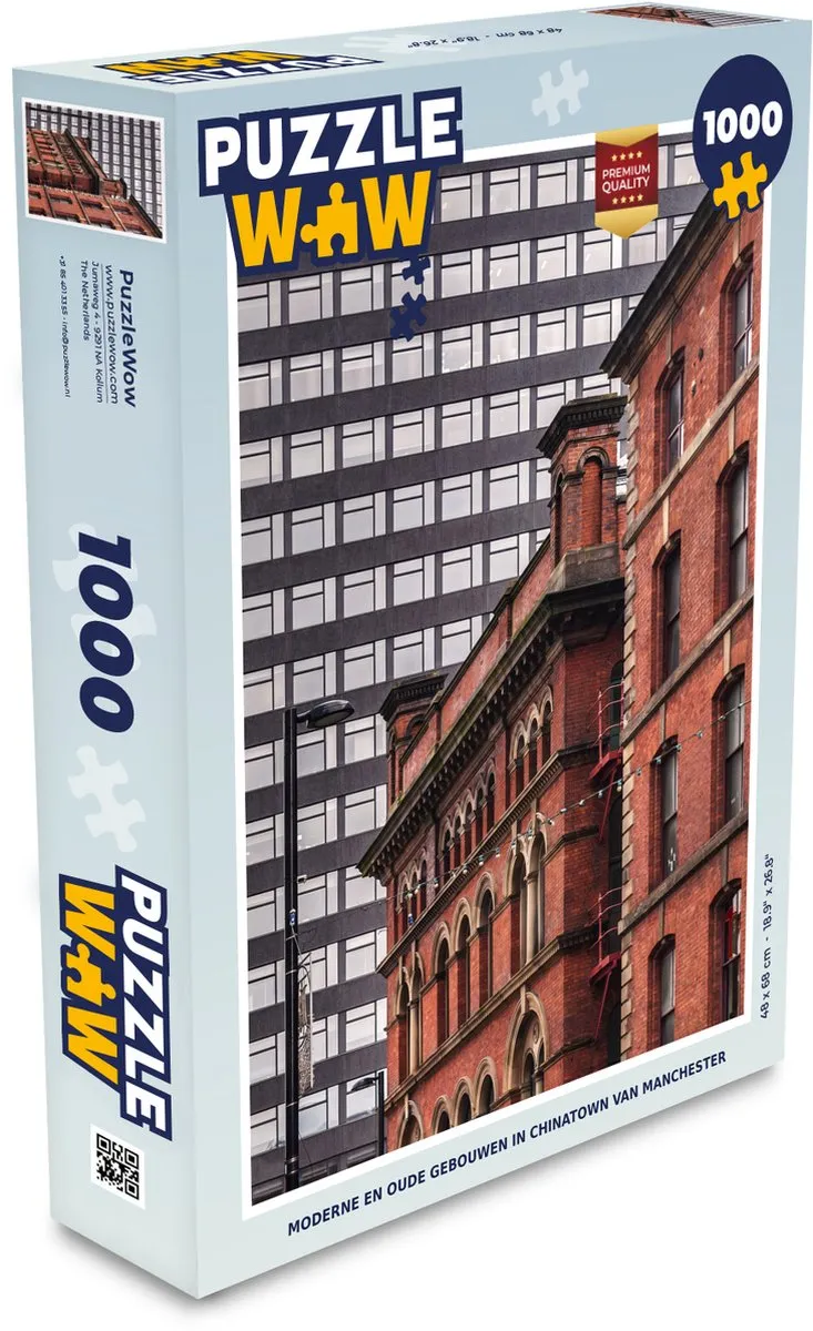 PuzzleWow Legpuzzel Moderne en oude gebouwen Chinatown Manchester 1000 Stuks