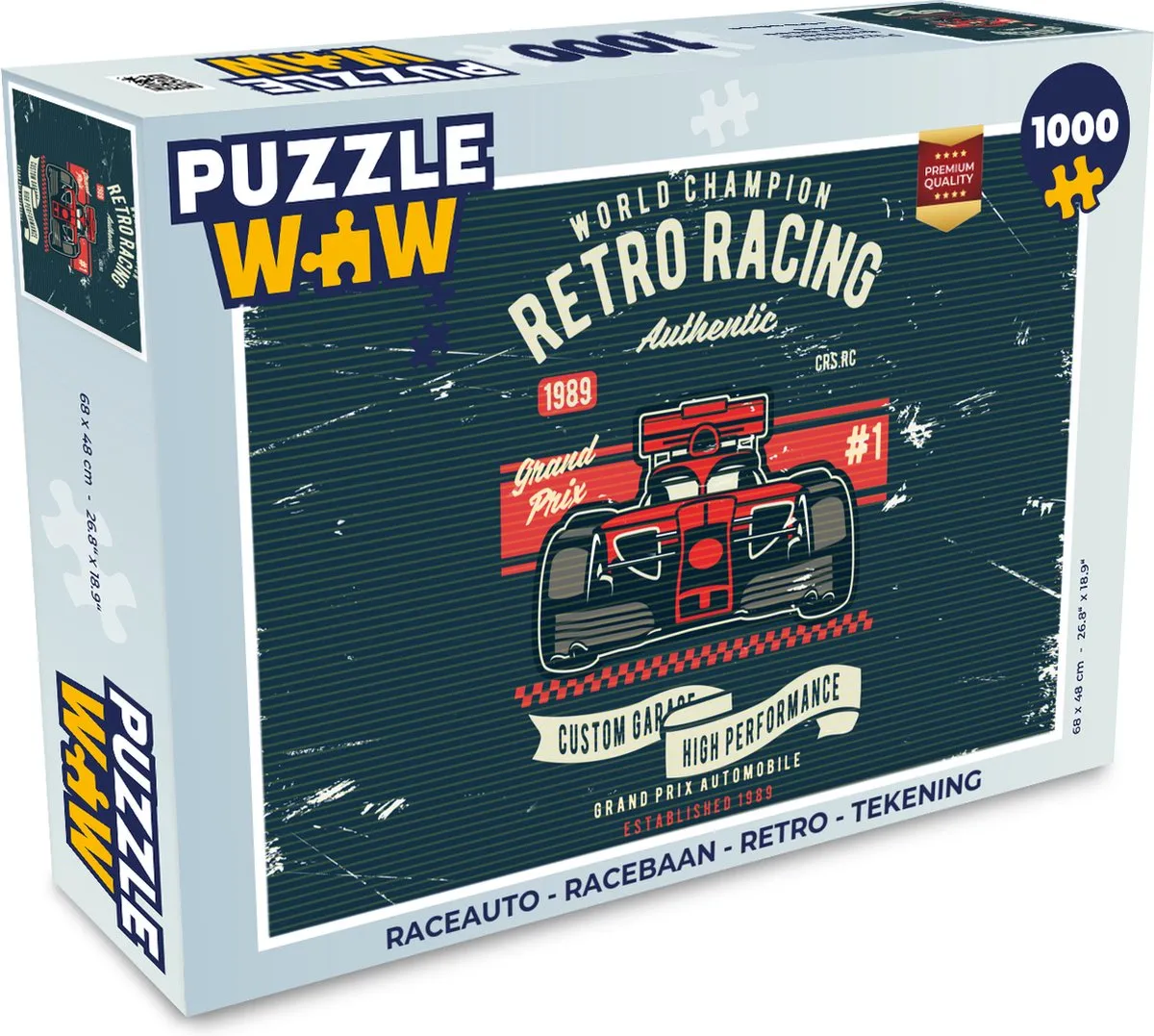 PuzzleWow Raceauto Retro Legpuzzel 1000 Stuks - Multicolor