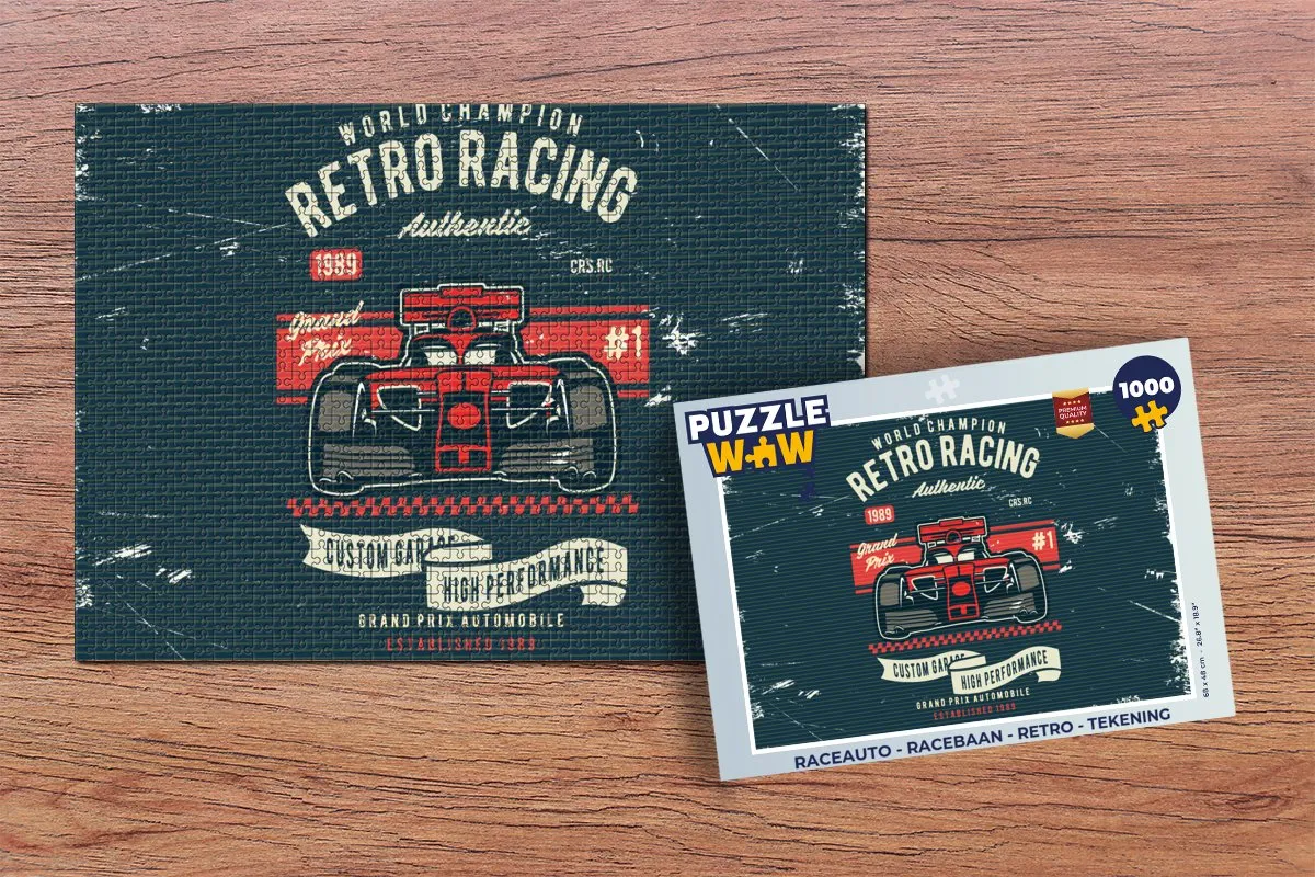 PuzzleWow Raceauto Retro Legpuzzel 1000 Stuks - Multicolor