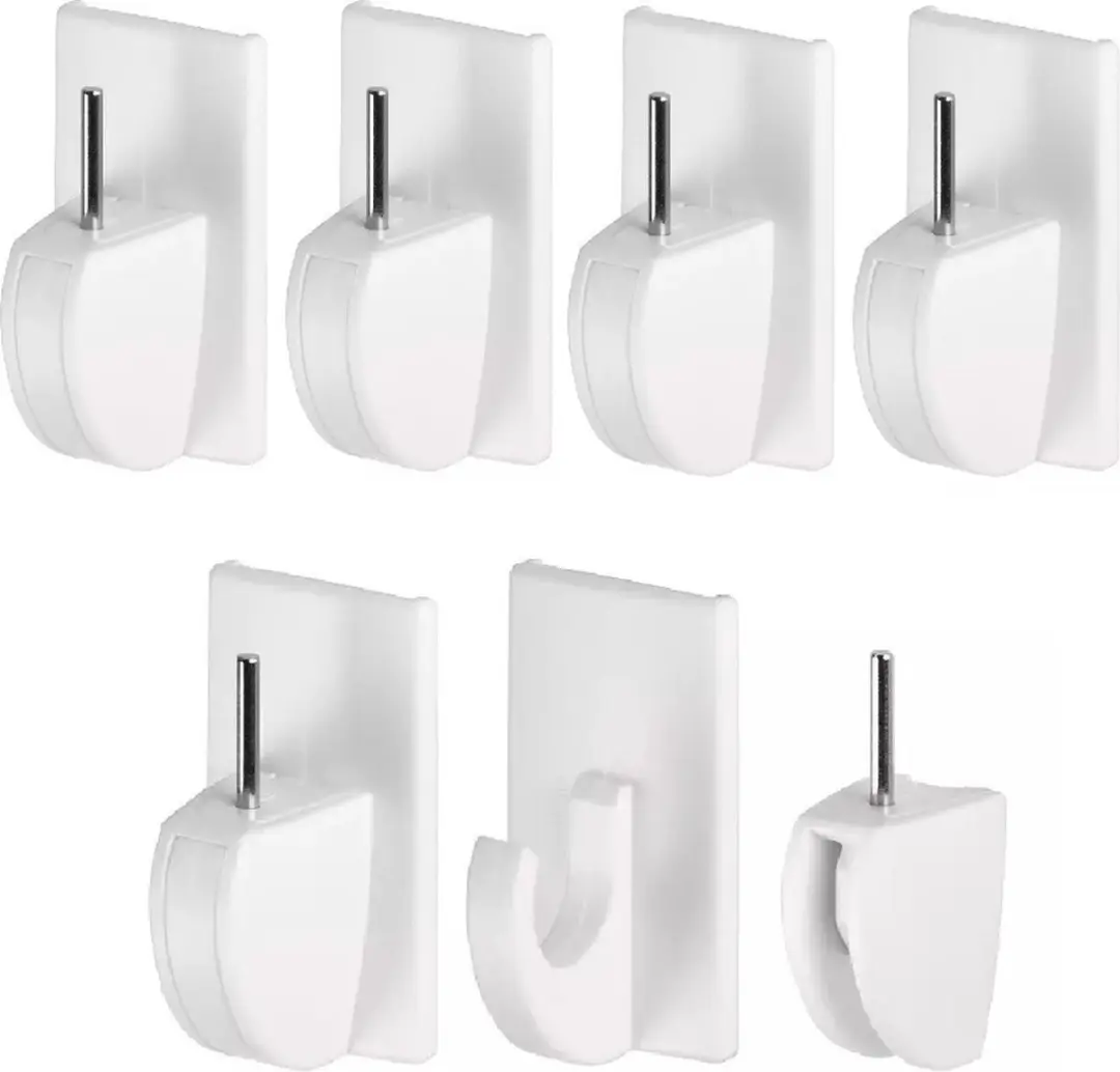 Tesa powerstrips ophanghaken - 4x - wit - kunststof - 4 x 2,2 cm - gordijnrails