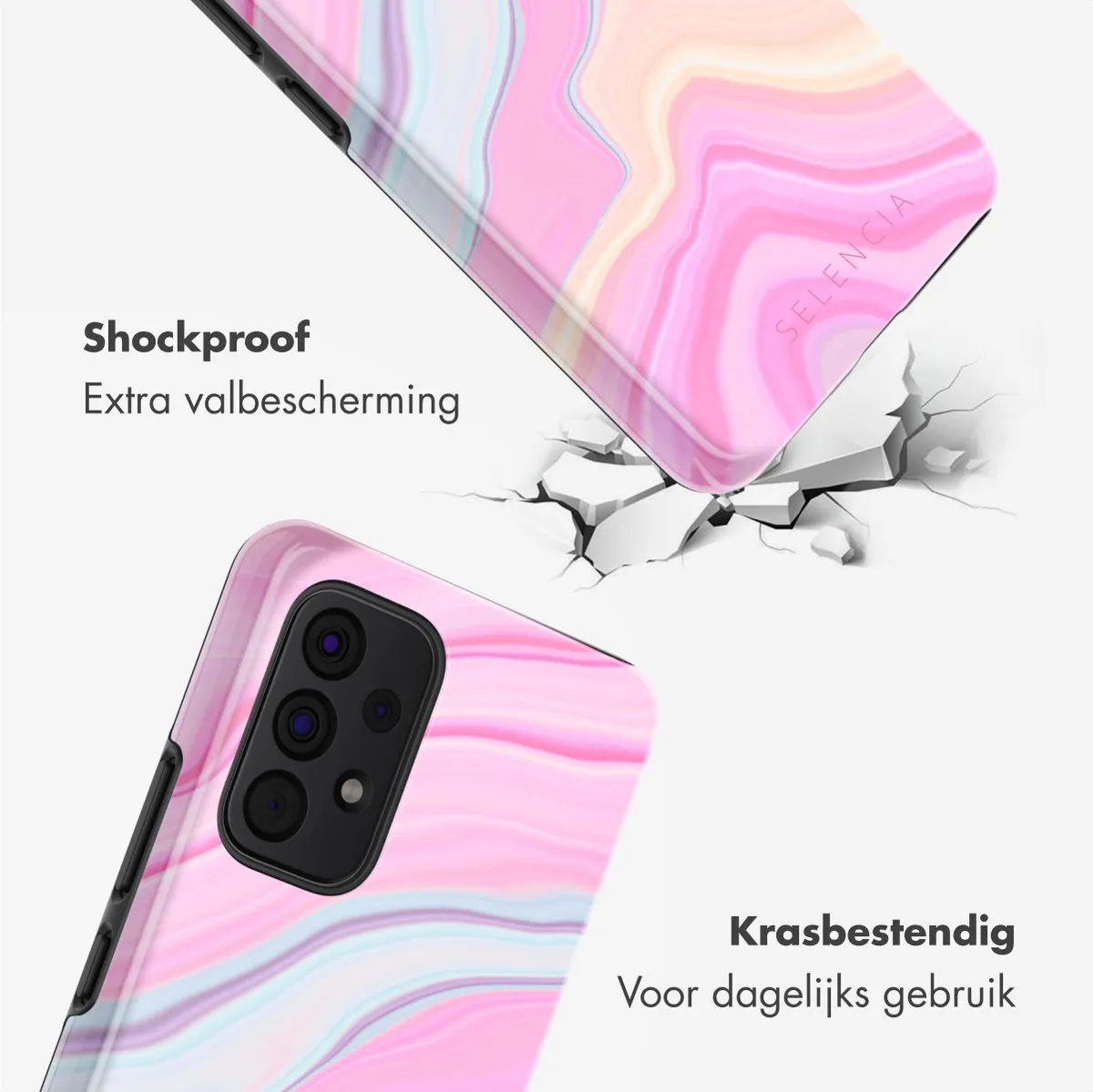 Selencia Hoesje Samsung Galaxy A53 Pastel Lipstick Marble