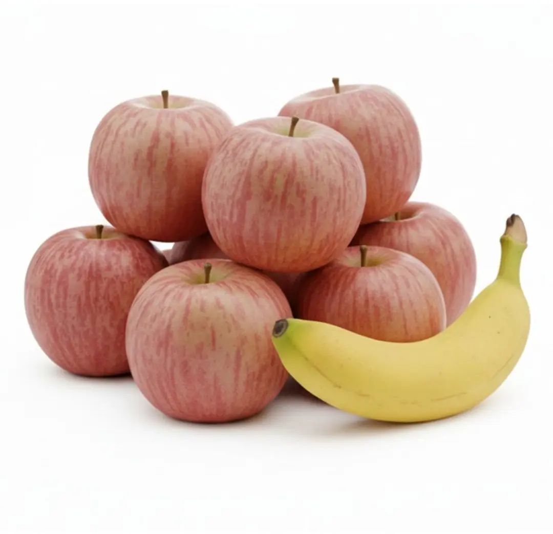 Bellatio Design Kunstfruit Banaan en Appels - decoratie - kunststof - real touch - fruit