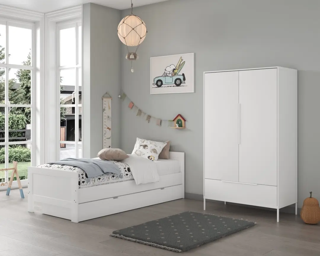 Born Lucky Tienerkamer Noel Wit 2 Delig Met Bed Met Lade Met Santiago Kledingkas