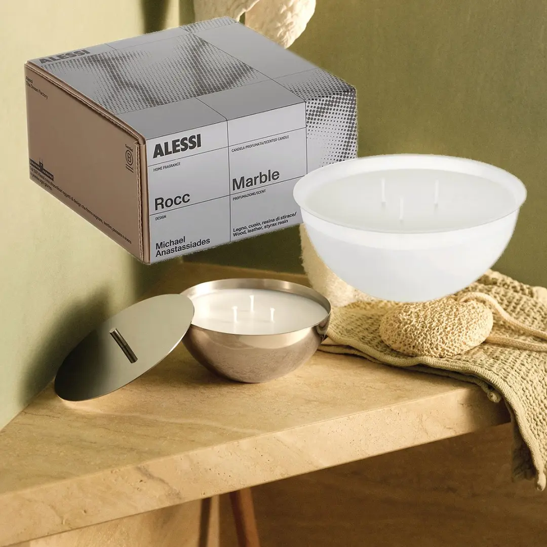Alessi Rocc-Set-Small-Marble-Geurkaars-mét-Container