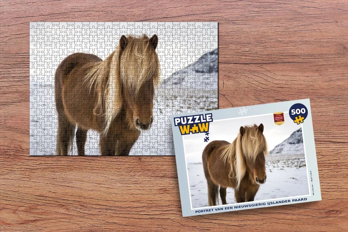 PuzzleWow Portret van een IJslander Paard Legpuzzel 500 Stuks - Multicolor