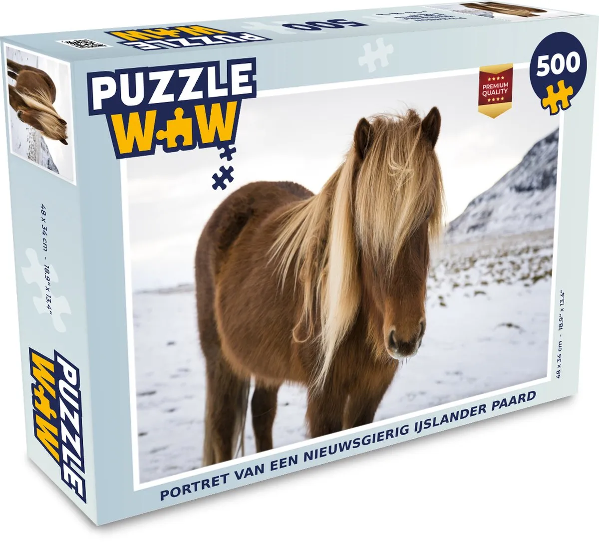 PuzzleWow Portret van een IJslander Paard Legpuzzel 500 Stuks - Multicolor