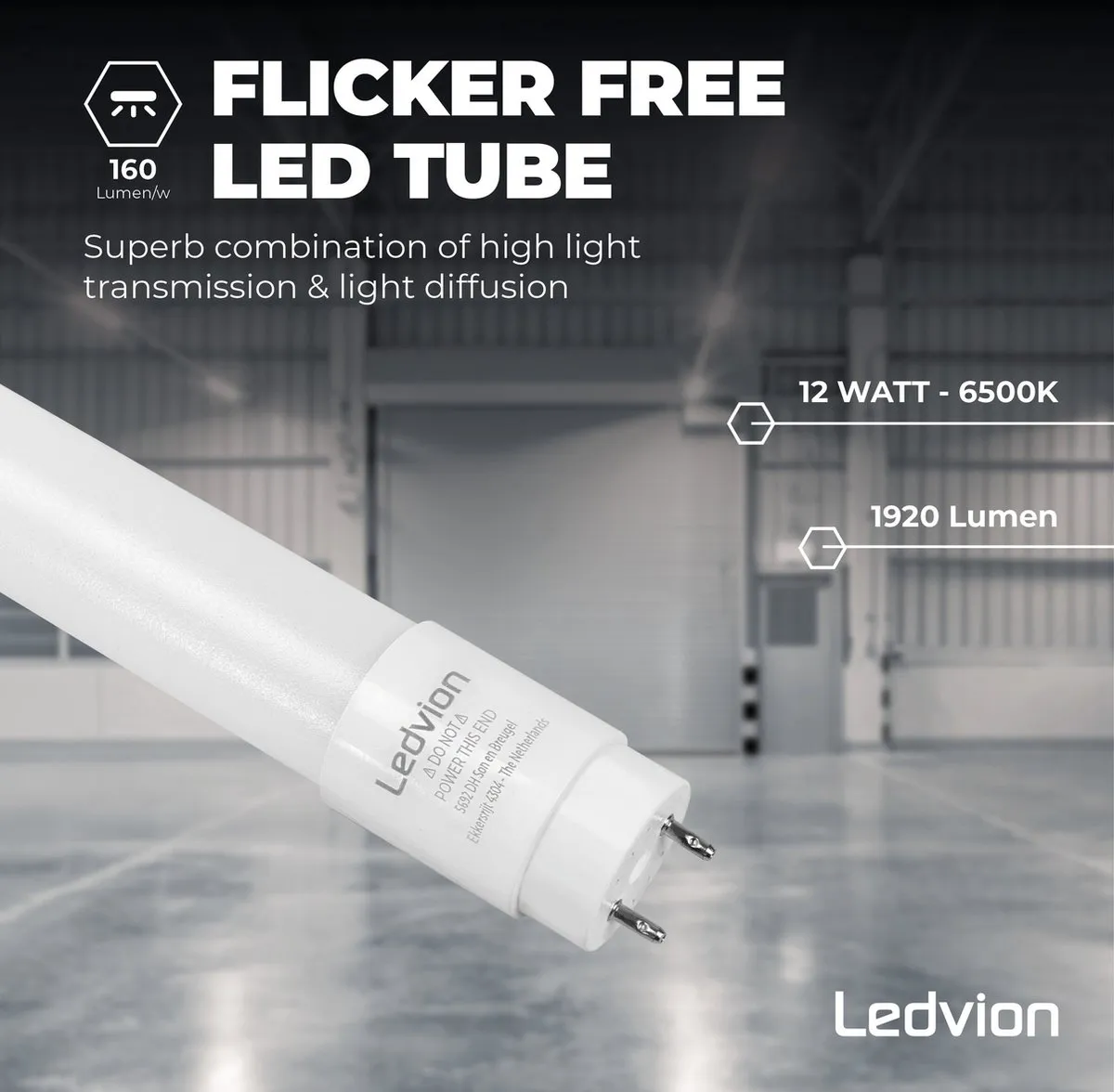 LEDVION 10x LED TL-buizen 120cm 12W Koel Wit - Mat - afbeelding 6 van 6