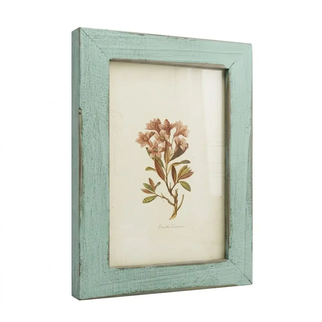 Lichtblauw houten fotolijst vintage look