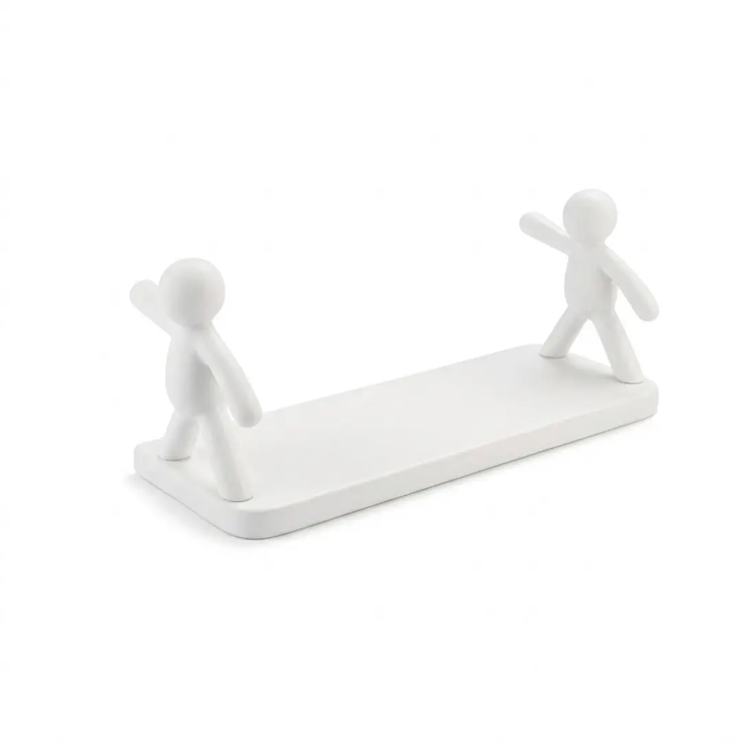 Witte kunststof wandplank met humanoid figuren wandrek modern design plank zonde
