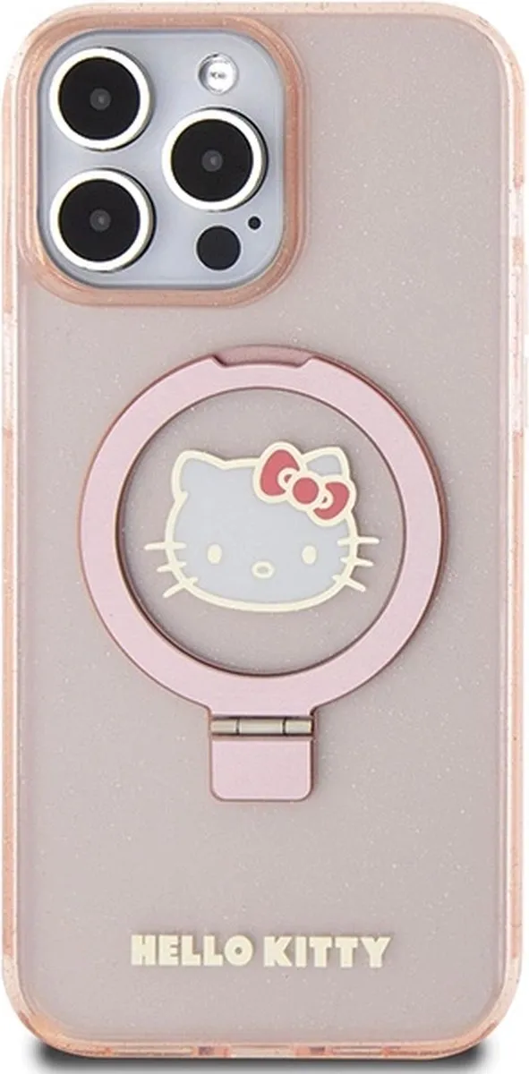Hello Kitty MagSafe Ringstandaard Glitter Logo - iPhone 15/Pro/Max - Roze