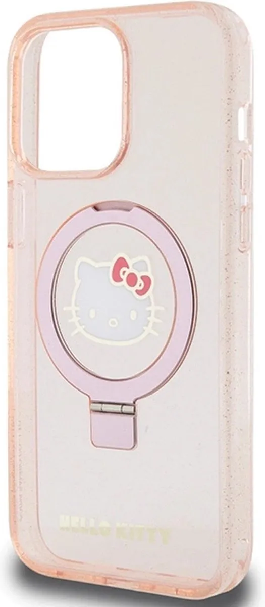 Hello Kitty MagSafe Ringstandaard Glitter Logo - iPhone 15/Pro/Max - Roze