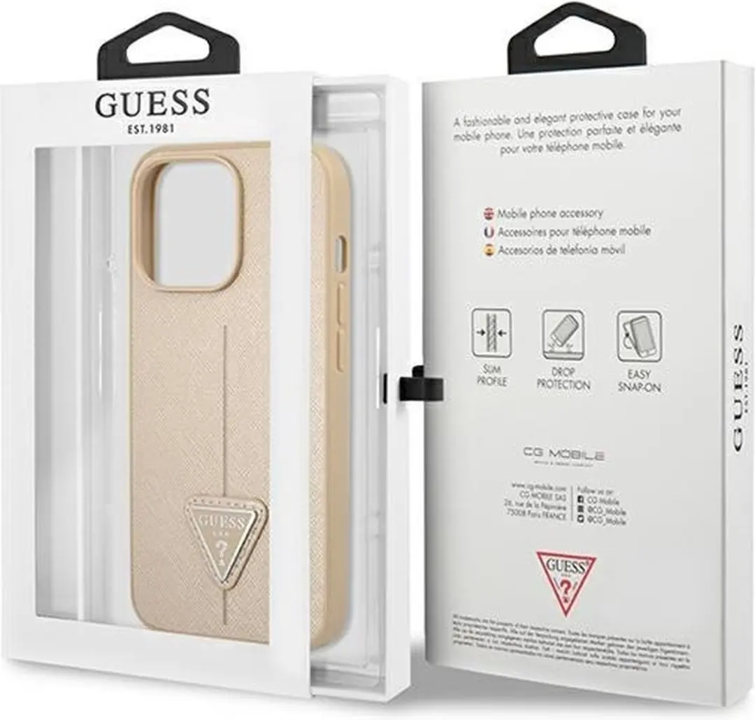 Guess Saffiano Hoesje iPhone 14 Pro Max - Beige - afbeelding 6 van 6