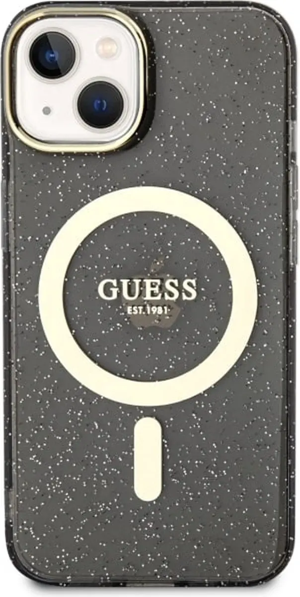 Guess GUHMP14SHCMCGK iPhone 14 Hoesje - Zwart Glitter Goud - afbeelding 5 van 6