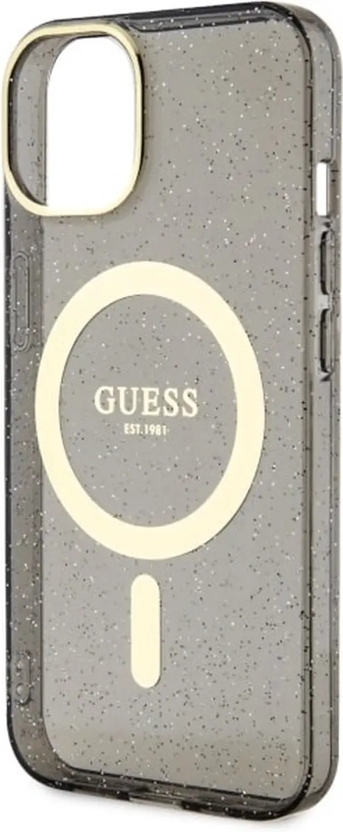 Guess GUHMP14SHCMCGK iPhone 14 Hoesje - Zwart Glitter Goud - afbeelding 6 van 6