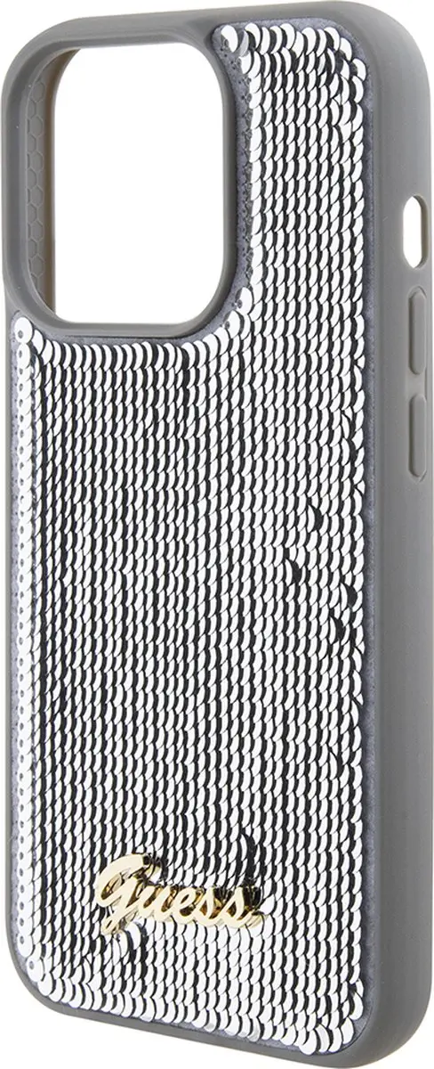 Guess Sequin Script Metal Hoesje iPhone 15 Pro Max - Zilver - afbeelding 4 van 6