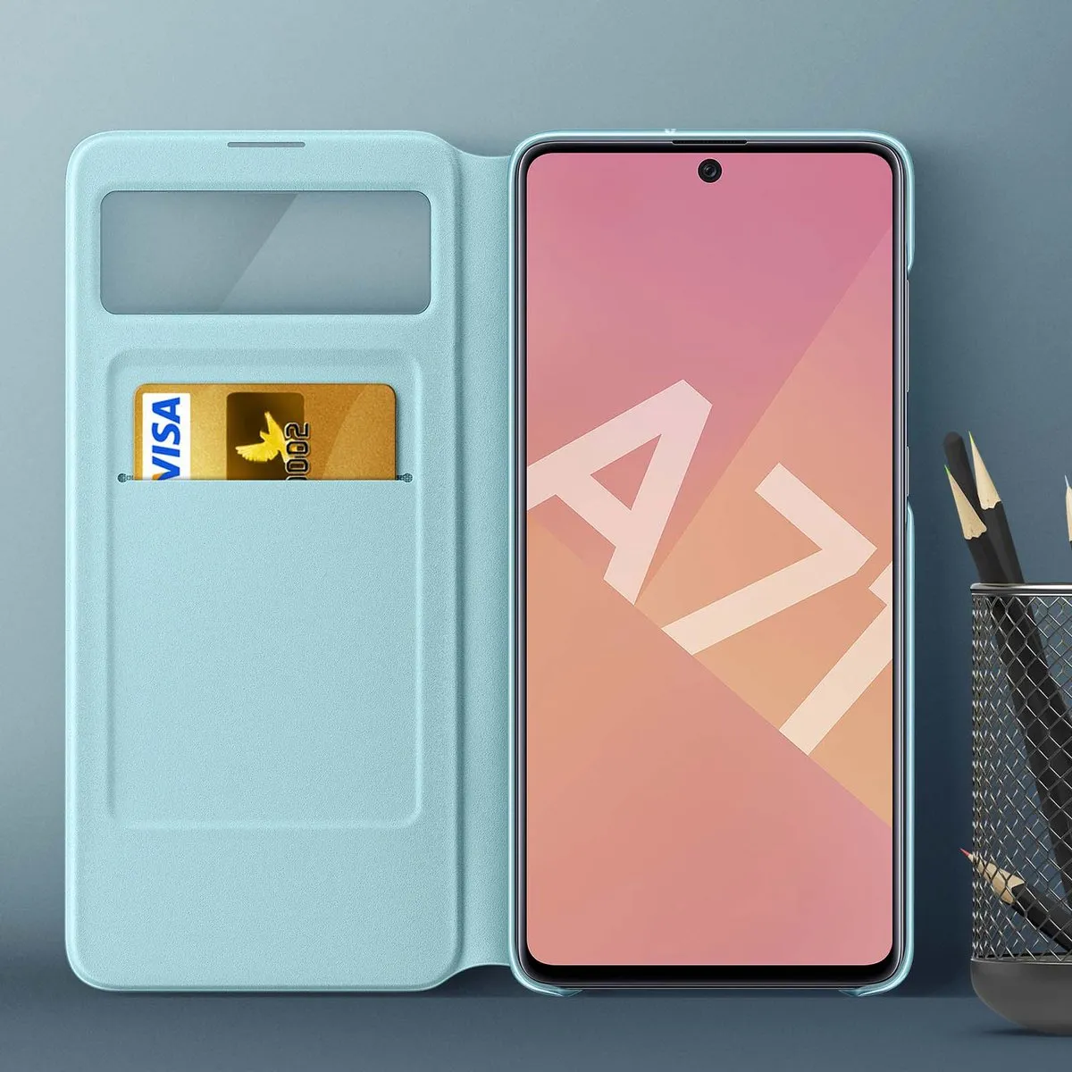 Samsung S View Wallet Hoesje A71 - Zwart - EF-EA715PBEGEU - afbeelding 6 van 6