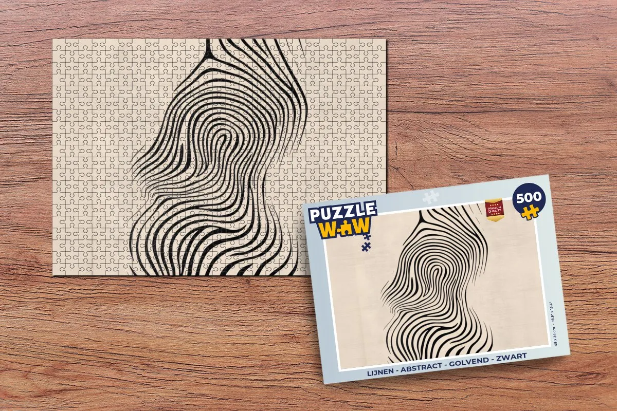 PuzzleWow Abstract Golvend Lijnen Puzzel 500 Stuks - Zwart
