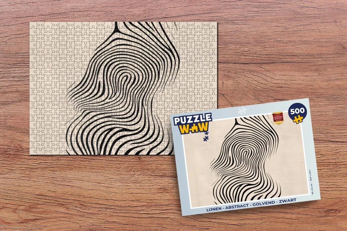 PuzzleWow Abstract Golvend Lijnen Puzzel 500 Stuks - Zwart