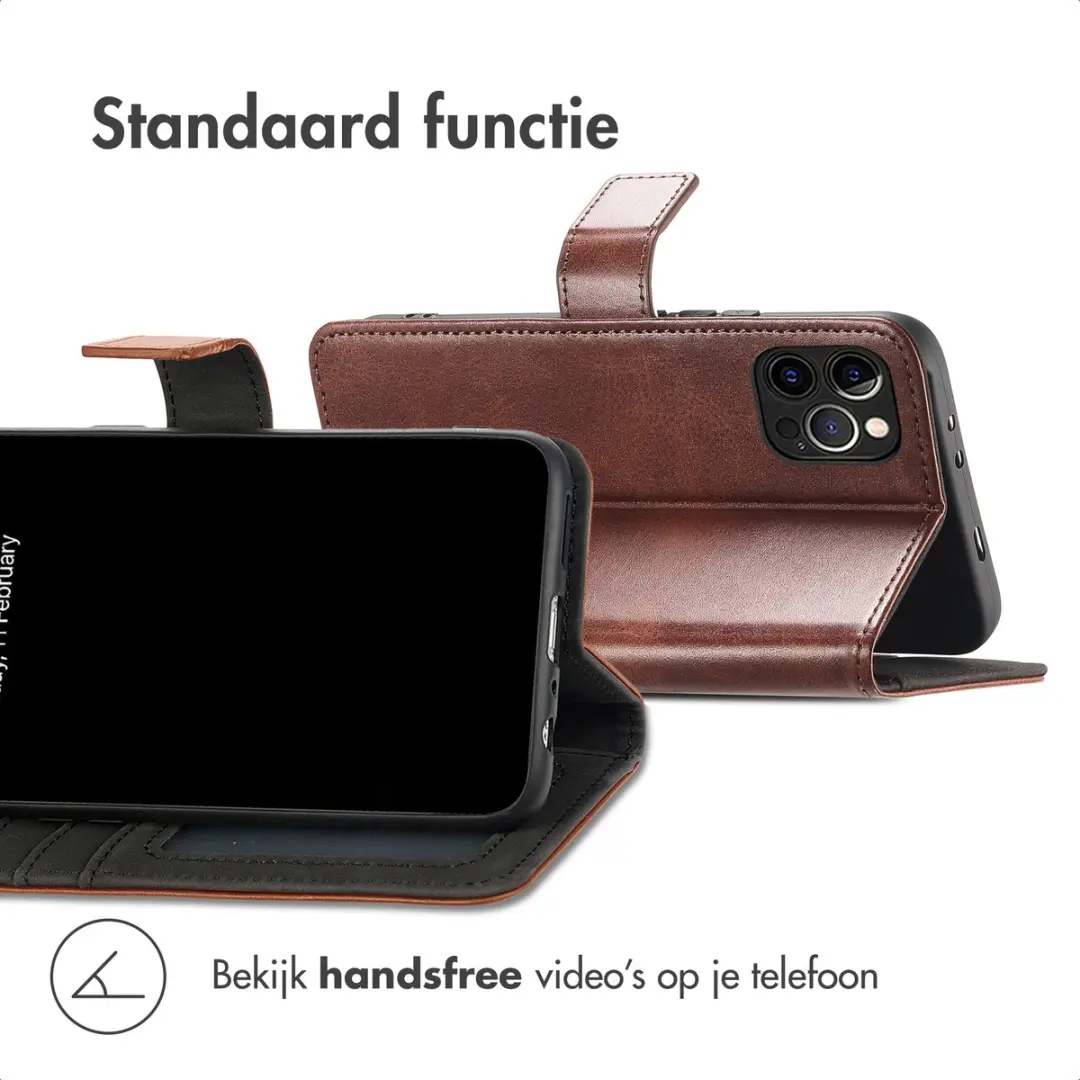 imoshion Luxe Bookcase Hoesje - iPhone 12/12 Pro Donkerbruin - afbeelding 3 van 6