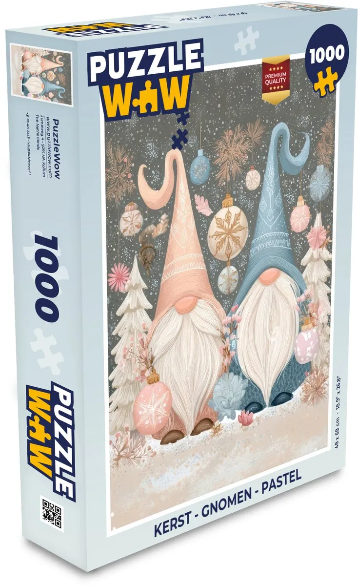 PuzzleWow Kerstgnomen Pastel Puzzle 1000 Stuks