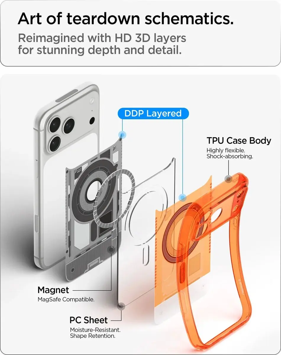 Spigen Ultra Hybrid MagFit iPhone 18 Pro/17 Pro - Tangerine - afbeelding 5 van 6