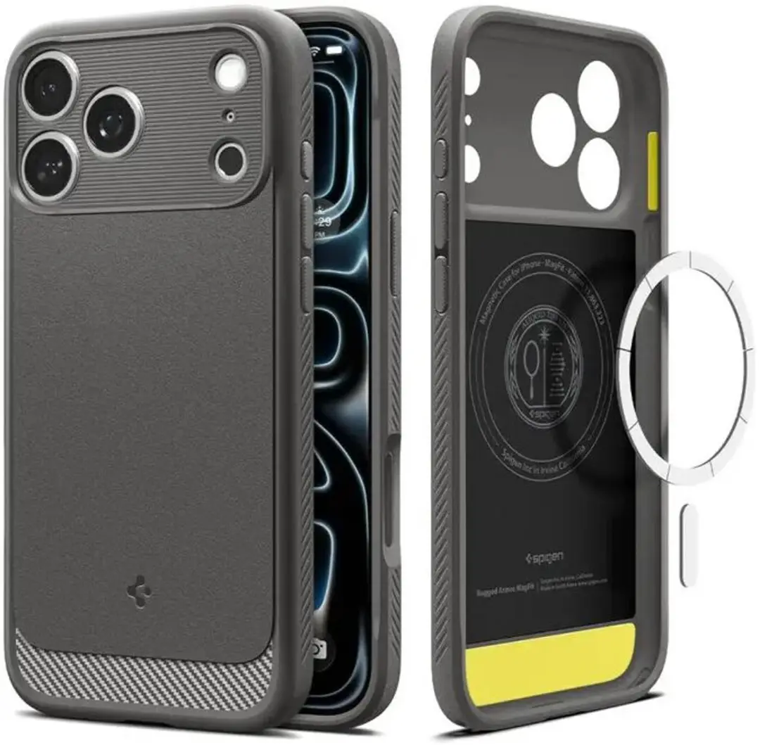 Spigen Rugged Armor MagFit iPhone 18 Pro Max Hoesje - Grijs