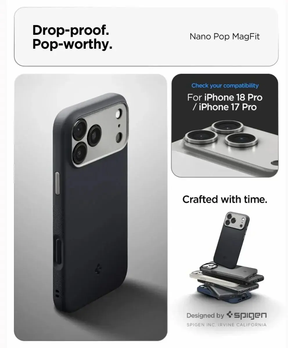 Spigen Nano Pop MagFit iPhone 18 Pro Max Hoesje - Zwart - afbeelding 6 van 6