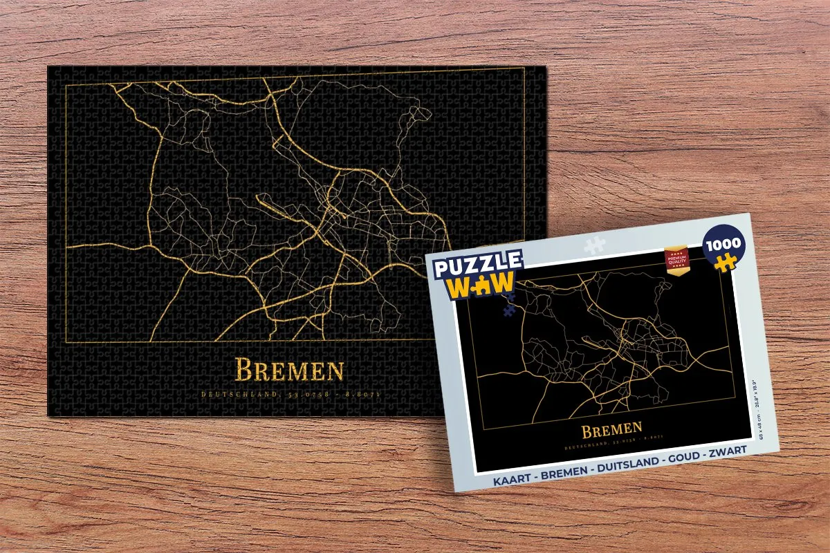 PuzzleWow Bremen Legpuzzel 1000 Stuks - Goud/Zwart