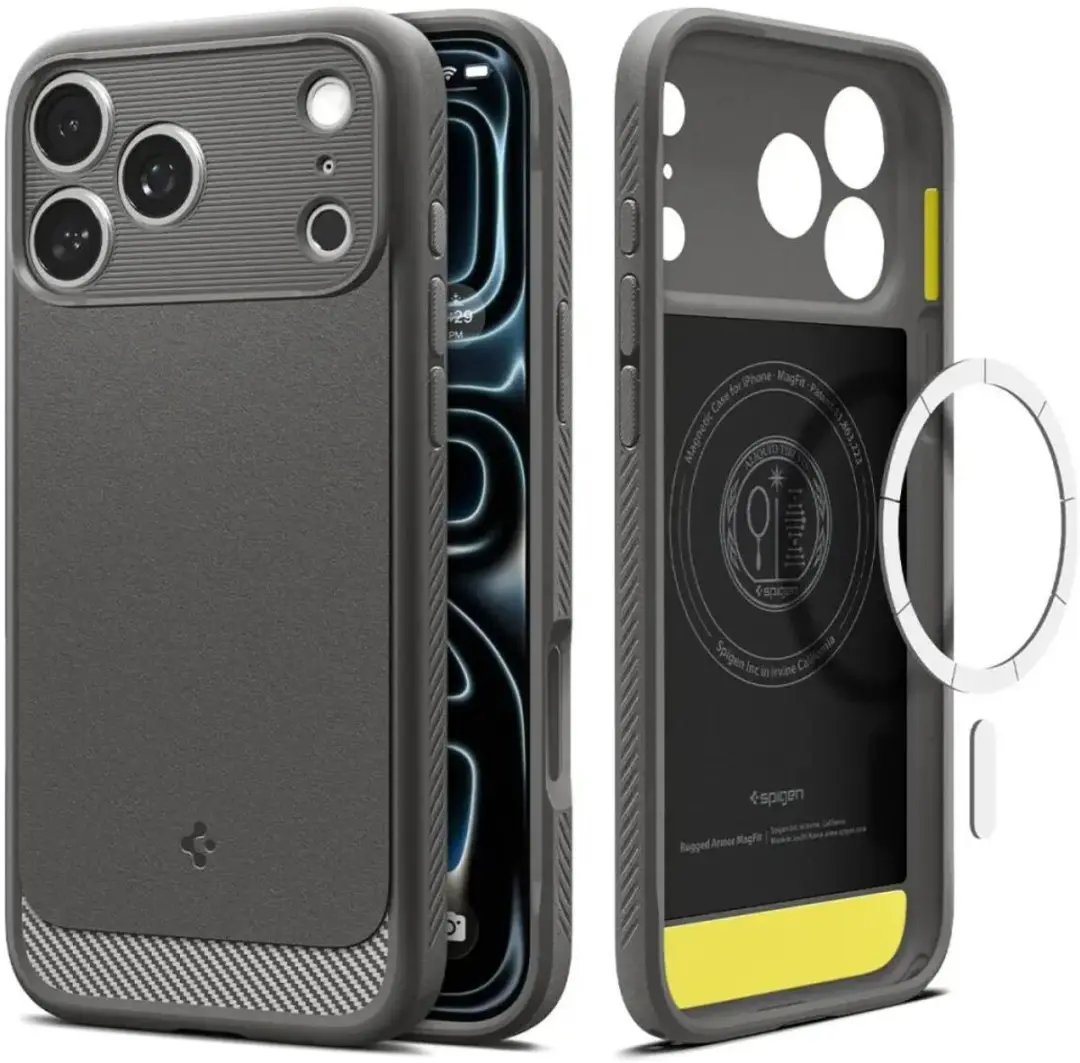 Spigen Rugged Armor MagFit iPhone 18 Pro Hoesje - Grijs